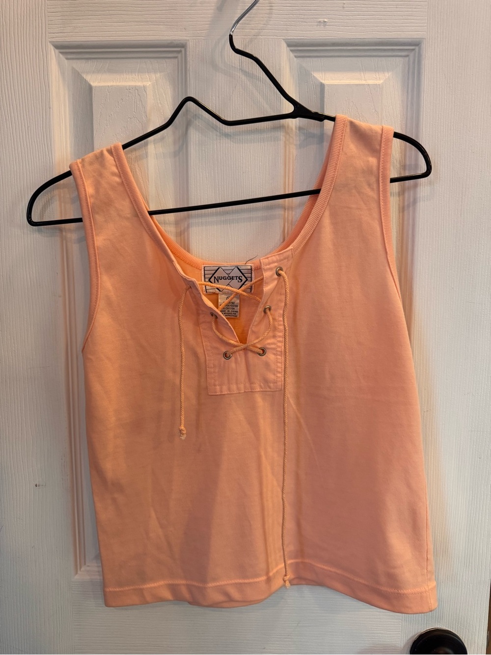 Nuggets Peach Lace-Up Tank Top
